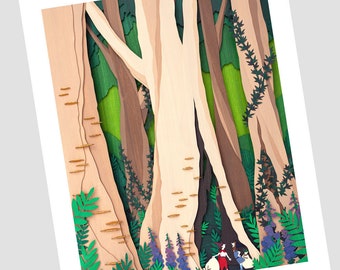 Signed Limited Edition Print of "Foragers" Paper Illustration