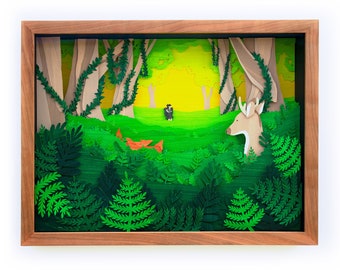 New Little Forest Explorer Framed Papercutting (16x12")