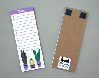 Today To-Do Notepad with Purple Potted Cacti (3x8")