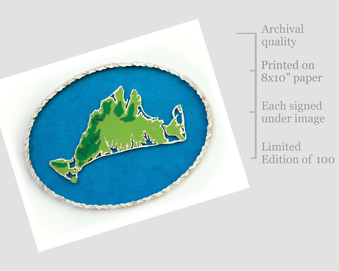 Martha's Vineyard Topography Map Print 8x10 - Etsy