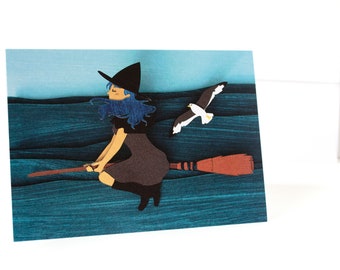 Seaside Strolls Flying Witch Folded Card