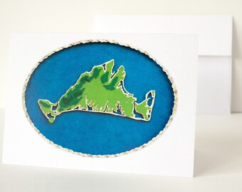 Martha's Vineyard Topography Map Folded Card