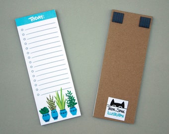 Today To-Do Notepad with Blue Potted Cacti (3x8")