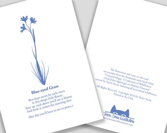 Blue-Eyed Grass Flower Card with Poem