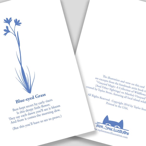 Blue-Eyed Grass Flower Card with Poem