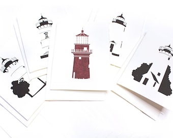 Lighthouse Card Set of 10 with Envelopes (2 of each Martha's Vineyard Lighthouse)