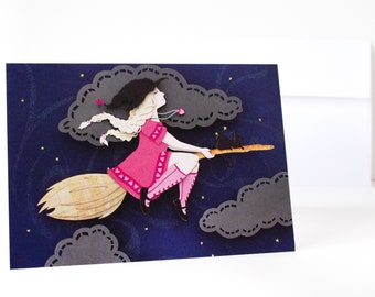 First Flight Witch Folded Card