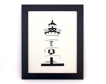 Christmas in Edgartown Cut Paper Lighthouse (on Martha's Vineyard) - Warm White