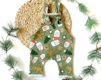 Baby Boy Christmas // Baby Girl Christmas // Santa Milk and Cookies Overalls // Christmas Baby // Coming Home Outfit