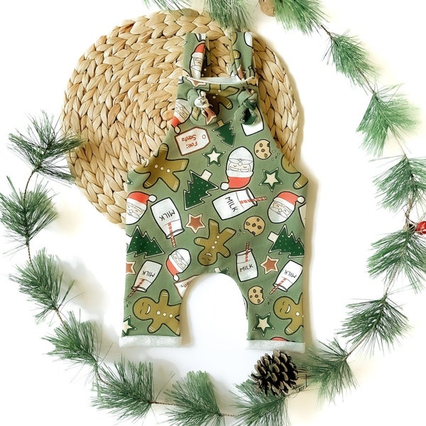 Baby Boy Christmas//Baby Girl Christmas//Santa Melk en Koekjes Overalls//Kerstmis Baby//Coming Home Outfit