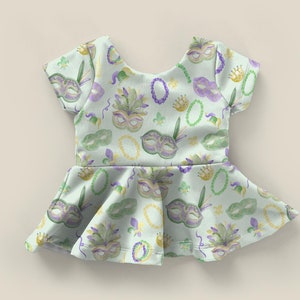 Baby Girl Mardi Gras Outfit // Girl Mardi Gras // Mardi Gras Peplum // Mardi Gras Baby // Green, Yellow, Purple Mardi Gras Girl Outfit
