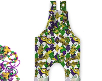 Baby Boy Mardi Gras // Baby Mardi Gras Outfit // Gender Mardi Gras Outfit // Mardi Gras Overalls // Coming Home Outfit // Fat Twosday Party