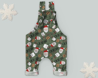 Baby Boy Christmas // Baby Girl Christmas // Santa Milk and Cookies Overalls // Christmas Baby // Coming Home Outfit
