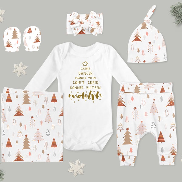 Baby Christmas Tree Bodysuit with Hat