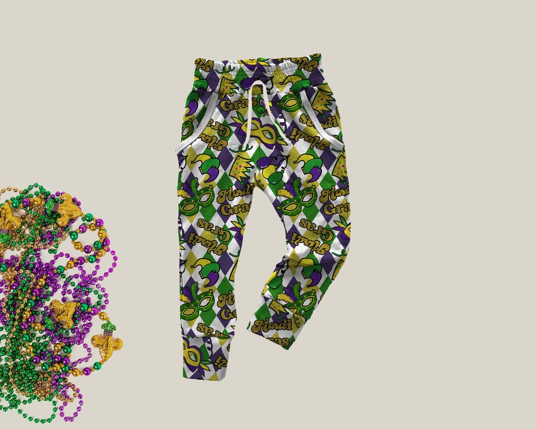 sequin mardi gras joggers