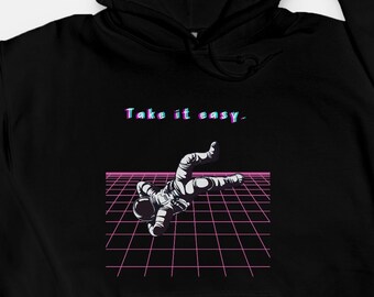 Take It Easy - Unisex Hooded Sweatshirt - Astronaut NASA Grid Hoodie - Gift for Him or Her