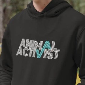 Animal Activist - Unisex Hooded Sweatshirt Vegan Hoodie Vegetarian Animal Rights Activism Retro Graphic Gift 11:11