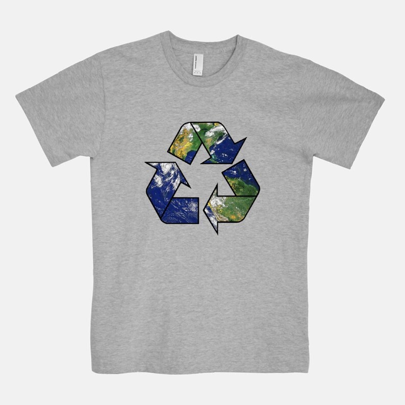 Recycle Earth Unisex T-Shirt Tee Environmental Shirt Nature Inspirational Green Climate Gift Eco 11:11 Gray