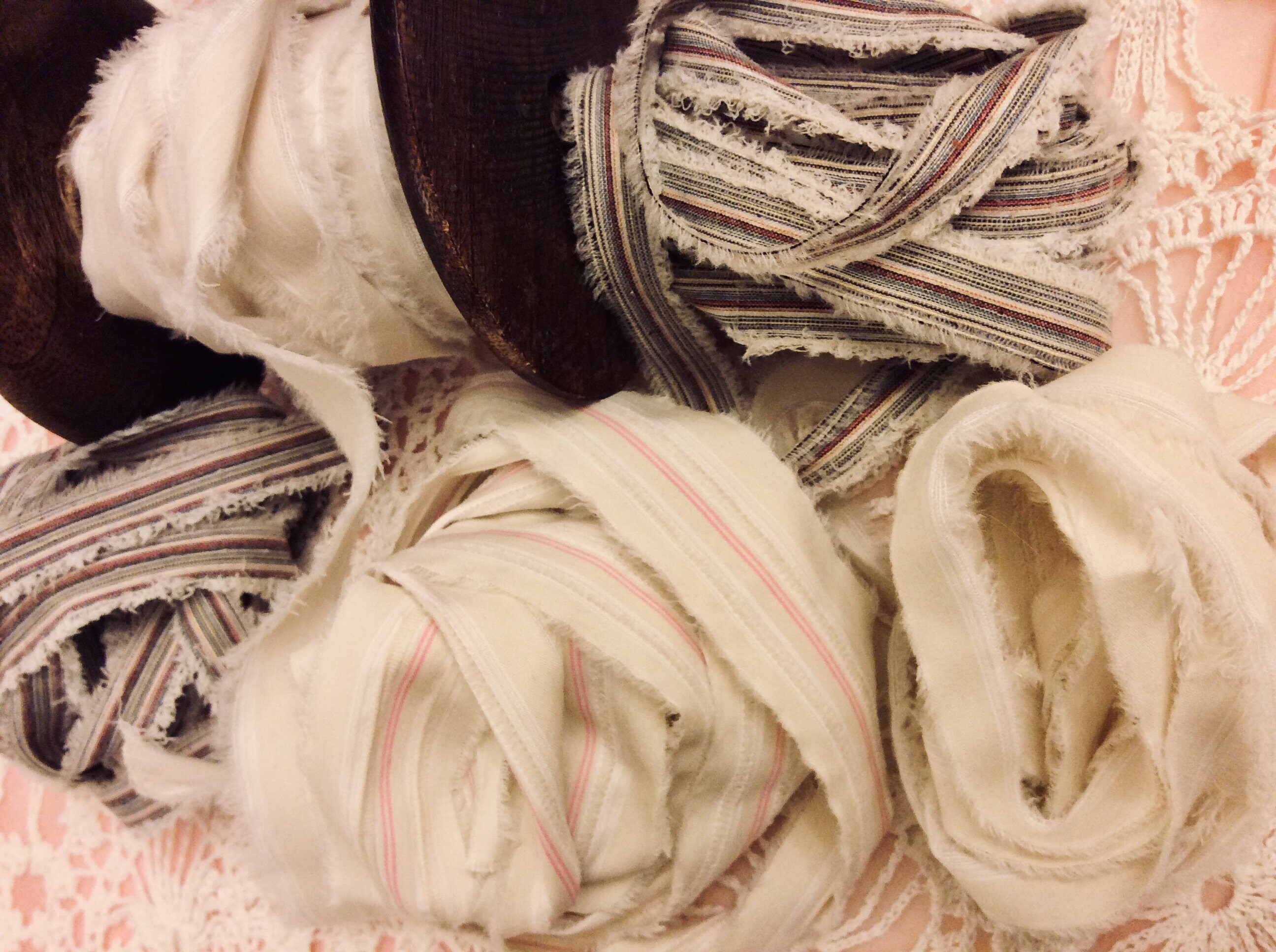 5 FABRIC HANDMADE RIBBONS. Assorted Fabric ribbons. Floral Etsy