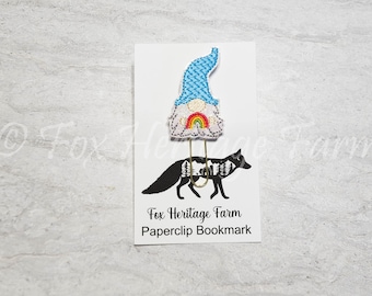 Rainbow Spring Gnome Clip, Bookmark, Paperclip