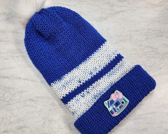 Ready to Ship Double-walled Brimmed Knit Hat, RTS, Robot Cat Toque