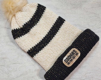 Ready to Ship Double-walled Brimmed Knit Hat, RTS, Goonies Never Say Die Beanie, Toque