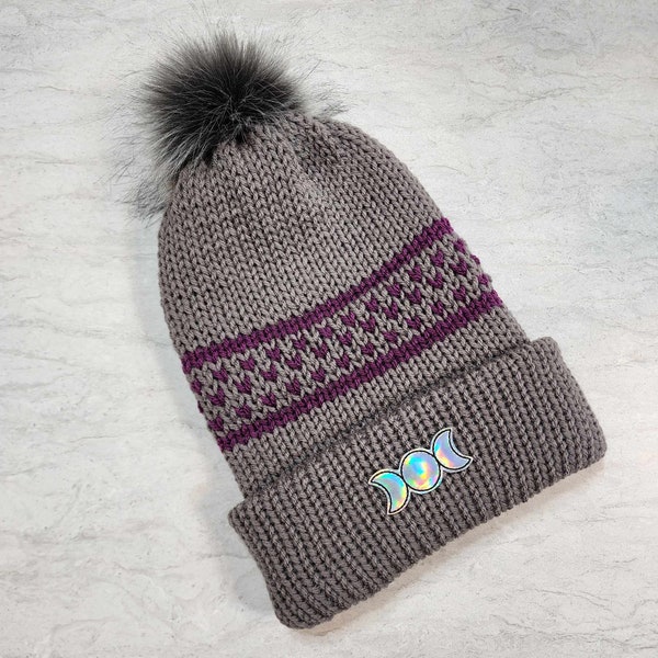 Ready to Ship Double-walled Brimmed Knit Hat, RTS, Triple Moon Toque