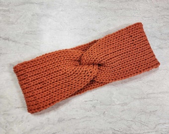 Burnt Orange Knit Ear Warmer, Handmade Earwarmer, Gift, Headband