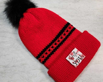Ready to Ship Double-walled Brimmed Knit Hat, RTS, Hello You Toque