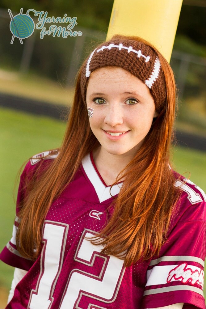 Crochet Football Ear Warmer Headband: Game Day Fan Accessory