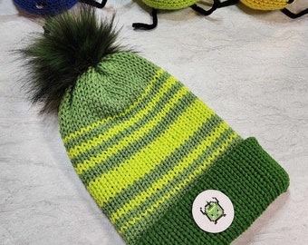 Ready to Ship Double-walled Brimmed Knit Hat, RTS, Stardew Valley Junimo Toque, Beanie, Slouch