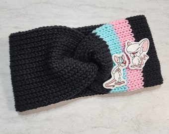 RTS Pinky and the Brain Knit Ear Warmer, Handmade Earwarmer, Gift, Headband