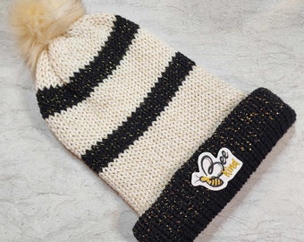 Ready to Ship Double-walled Brimmed Knit Hat, RTS, Bee Kind Beanie, Toque