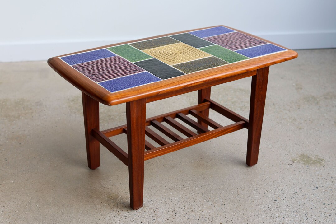 Small Midcentury Modern Tile End Table A Etsy