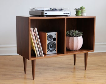 OLLIE - Handmade Mid Century Modern Inspired Record Shelf - Made in USA!
