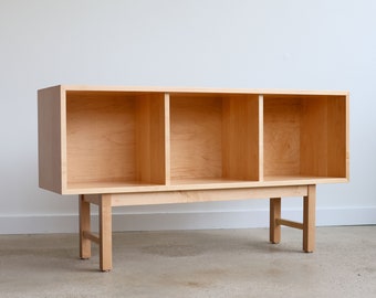 JUNI - Handmade Mid Century Modern Inspired Record Console/Kids Shelf - Made in USA! - Oak, Maple, Walnut or Cherry