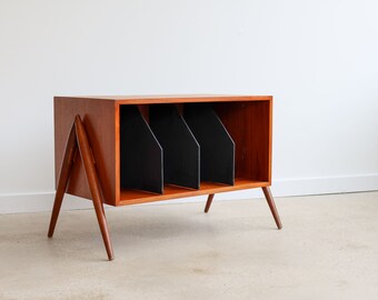 Mid-Century Danish Modern Teak Record Storage Shelf