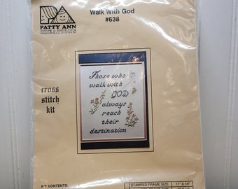 Patty Ann Creations Counted Cross Stitch Kit, Walk With God #638, Those Who Walk With God Always Reach Their Destination, 9 by 12 Inches