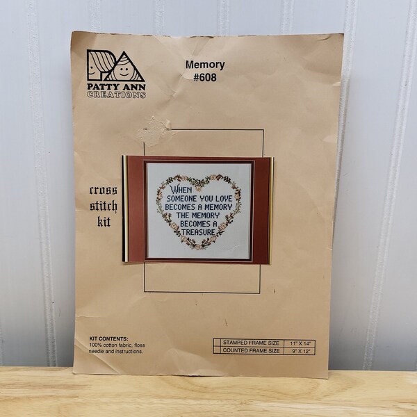 Patty Ann Creations Memory #608, Counted Cross Stitch Kit, When Someone You Love Becomes a Memory, The Memory Becomes a Treasure