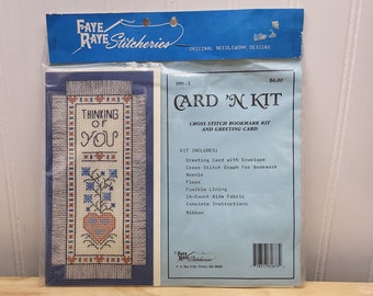 Faye Raye Stitcheries, Card 'N Kit Thinking of You, Counted Cross Stitch Bookmark Kit and Greeting Card, BMK-3