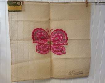 Bucilla Preworked Needlepoint Canvas, Butterfly Design Number 30094, Large Size 27 by 27 Inches, Vintage Estate Sale Item