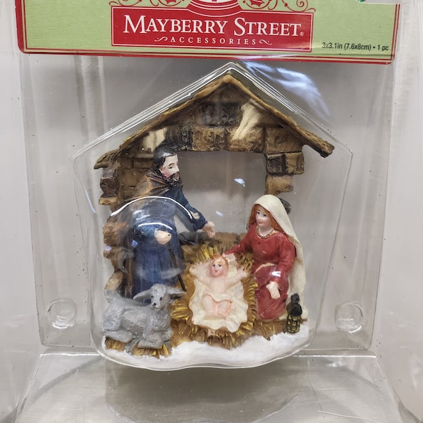 Mayberry Street Christmas Decoration, Miniature Nativity Scene Figurine, Winter Town Display, Wreath Maker Supplies, Crafting Item