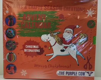 The Purple Cow Christmas Decorations, Advent Calendar, 24 Arts & Crafts Season Creations, Age 6 to 99, Complete Kit Never Opened