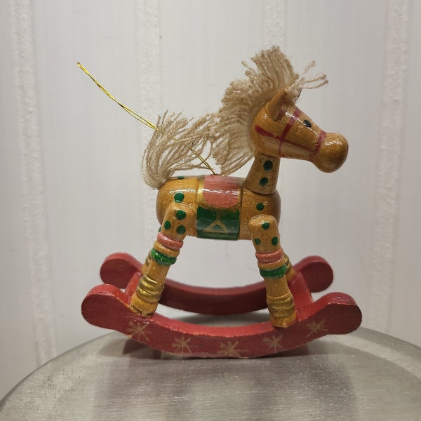 Enchanted Village Christmas Decoration, Miniature Rocking Horse Ornament, Winter Town Display, Wreath Maker Supplies, Crafting Item