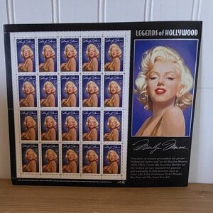Legends of Hollywood Marilyn Monroe Stamp Sheet, 32 Cent Stamps, US Vintage Stamp, Mint Condition Stamp, Stamp Collecting, Unhinged Stamps