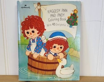 Raggedy Ann & Andy, 1974 Hallmark Coloring Book, Vintage Coloring Book, Vintage Raggedy Ann, Storybook Coloring, Child Birthday Gift, Crafts