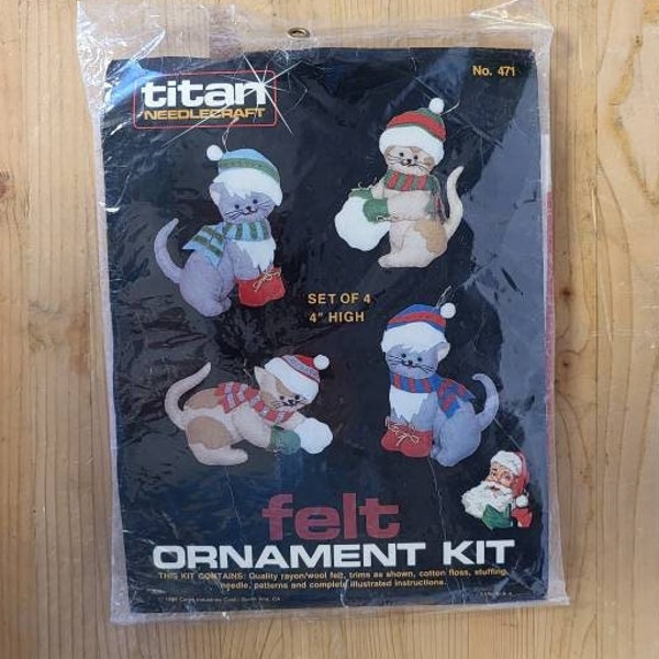 Titan Needlecraft, Felt Ornament Kit, Titan #471 Cats, Cat Ornaments, DIY Ornament, Wool Felt Ornaments, Cat Ornament Kit, Cat Christmas Kit