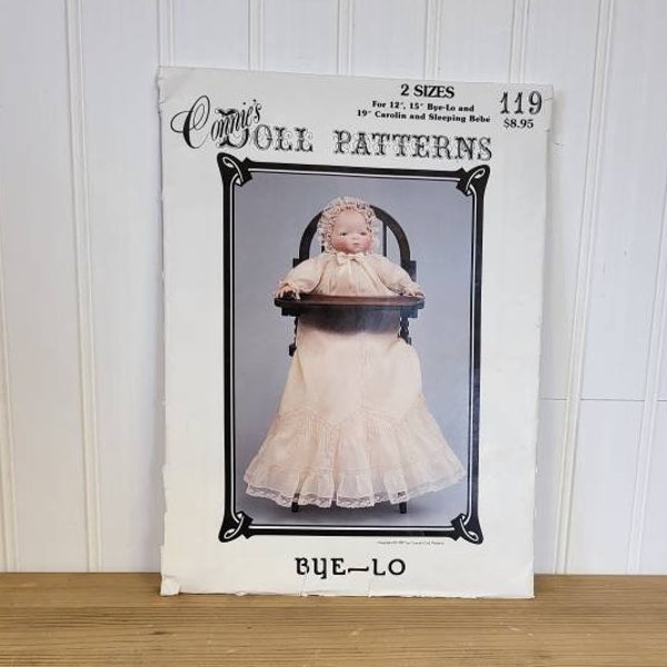 Connie's Doll Patterns, Bye-Lo, Doll Dress Pattern, Vintage Patterns, Doll Chemise Pattern, Doll Cap Pattern, Doll Diaper Cover Pattern