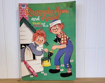Raggedy Ann & Andy, Paint and Color Book, 1969 Authorized Edition, Vintage Coloring Book, Antique Raggedy Ann, Old Color Book, Jason Lee
