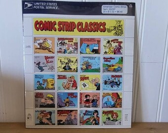 Comic Strip Classics Stamp Sheet, US Postal Stamps, Gasoline Alley, Li'L Abner, Popeye Stamp, Mint Condition Stamp, Vintage Stamp Collector